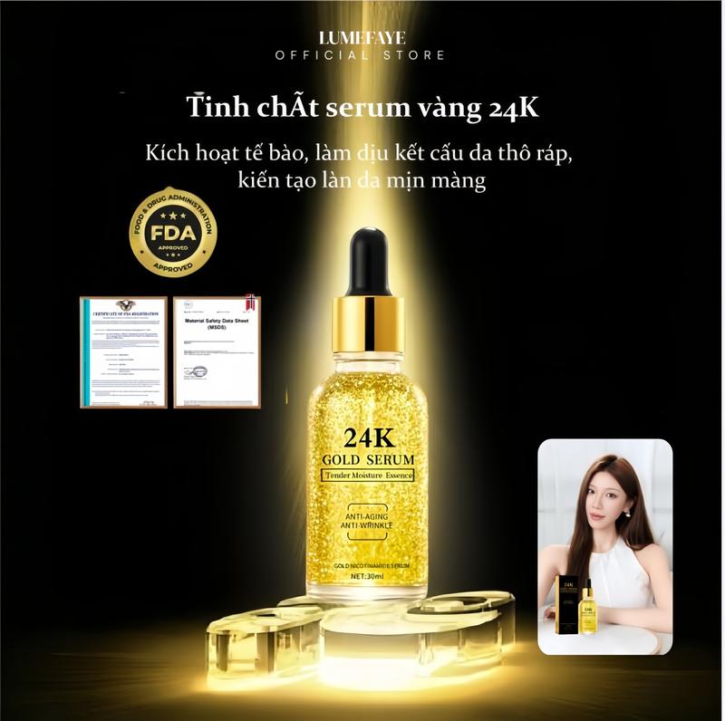 Serum Dưỡng Ẩm Cho Da Mặt GOLD FOIL 30ml Tinh Chất Vàng 24K Bổ Sung Collagen HA Giúp Da Mềm Mịn A13