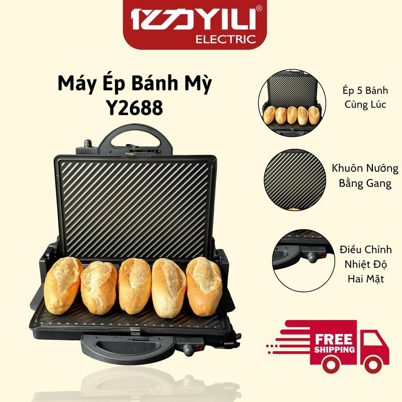 Máy Ép Nướng Bánh Mì Y2688 Máy Kẹp Nướng Bánh Mì Máy Làm Nóng Bánh Mì Bảo Hành 12 Tháng