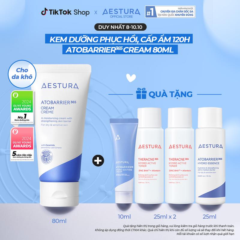 Kem dưỡng ẩm chuyên sâu và củng cố hàng rào bảo vệ da AESTURA ATOBARRIER365 Cream 80ml