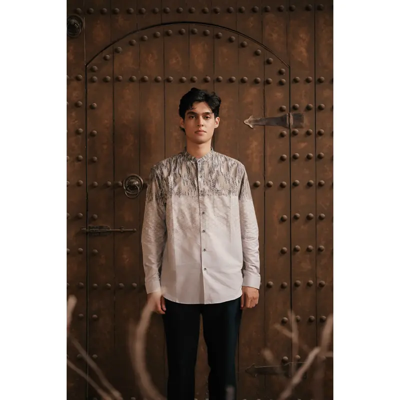 LARUSSO Khair Collection - Kemeja Koko Printing Pria Lengan Panjang - Wutz 0