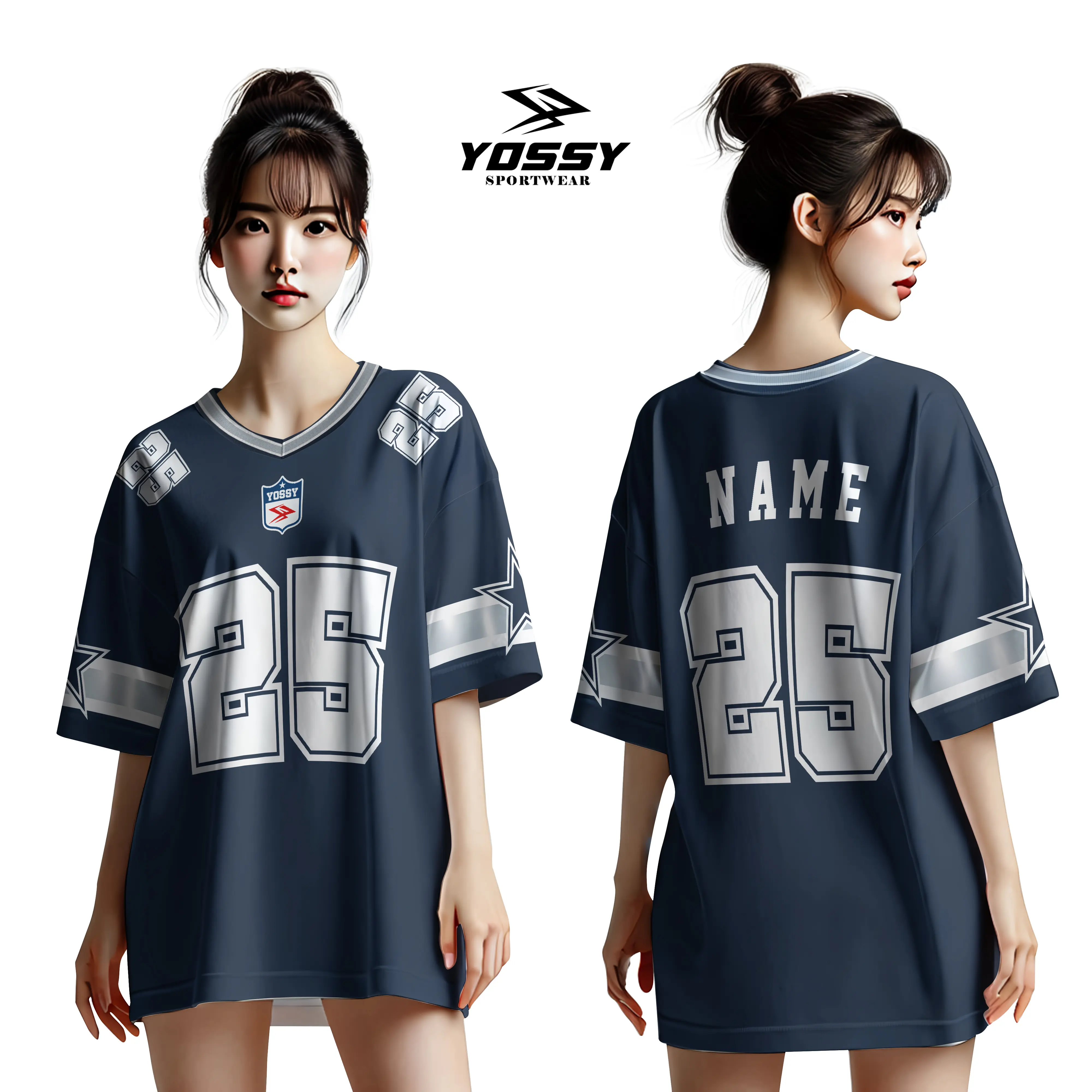 Kaos Jersey Oversize Unisex Casual Navy Kode YS 0001 Fullprint