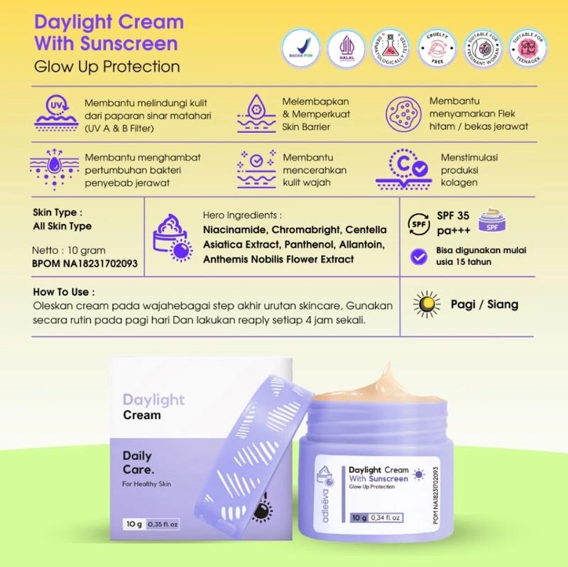 Adleeva Skincare Daylight Cream Krim Siang Spf 30 Perawatan Wajah Kulit Kering Sensitif 6