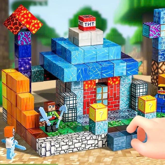 Sỉ 100-500 Khối Đồ Chơi Mô Hình Lắp Ráp Kiến Trúc Game Mincecraft Toy Rubik - Block Minecraft Nam Châm Từ Tính -
