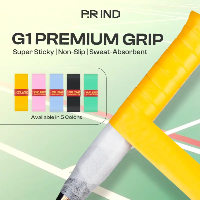 [OVERGRIP PREMIUM] P.R IND Grip Raket G1 - Super Sticky Non Slip Tidak Licin - Bahan Premium Grade 100% Grip Raket Badminton Tenis Pickleball Golf (Purui/PR)