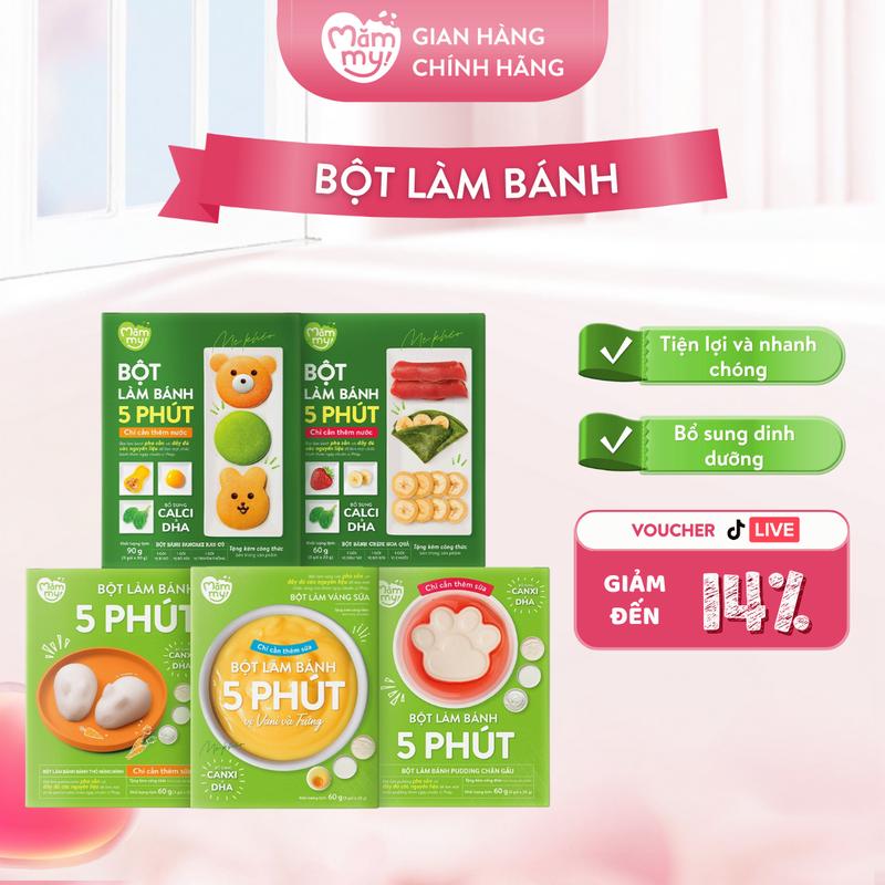 Bột Làm Bánh Trộn Sẵn Cho Bé MĂMMY (Bánh Crepe, Pancake, Panna Cotta, Pudding, Bột Làm Váng Sữa, Pancake Gấu, Muffin, Bánh Nướng) Giàu Dinh Dưỡng, Bổ Sung Vitamin Cho Bé Từ 6 Tháng (3 Gói x 20g)