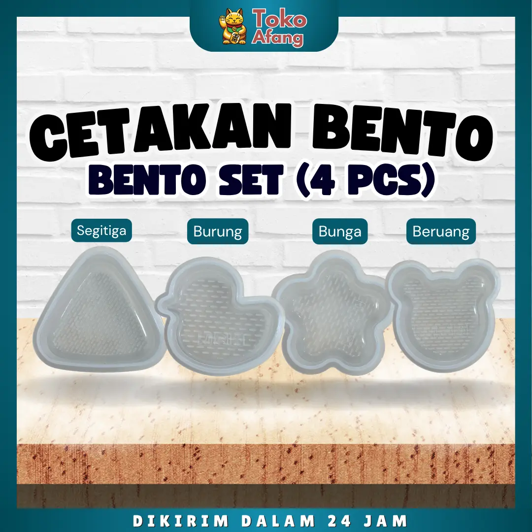 [Isi 4 motif] Cetakan Nasi Bento Sushi Onigiri Anti Lengket Desain Kartun Gaya Jepang Untuk Dapur Bekal Anak Karakter
