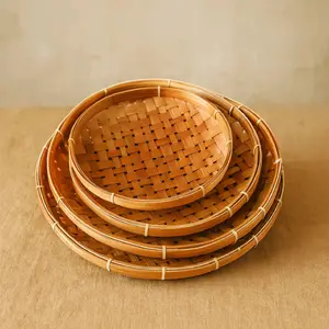 Piring lalapan bulat - 1 set piring anyaman bambu - piring bambu pecel lele - Piring lalapan bulat - 1 set piring anyaman bambu - piring bambu pecel lele