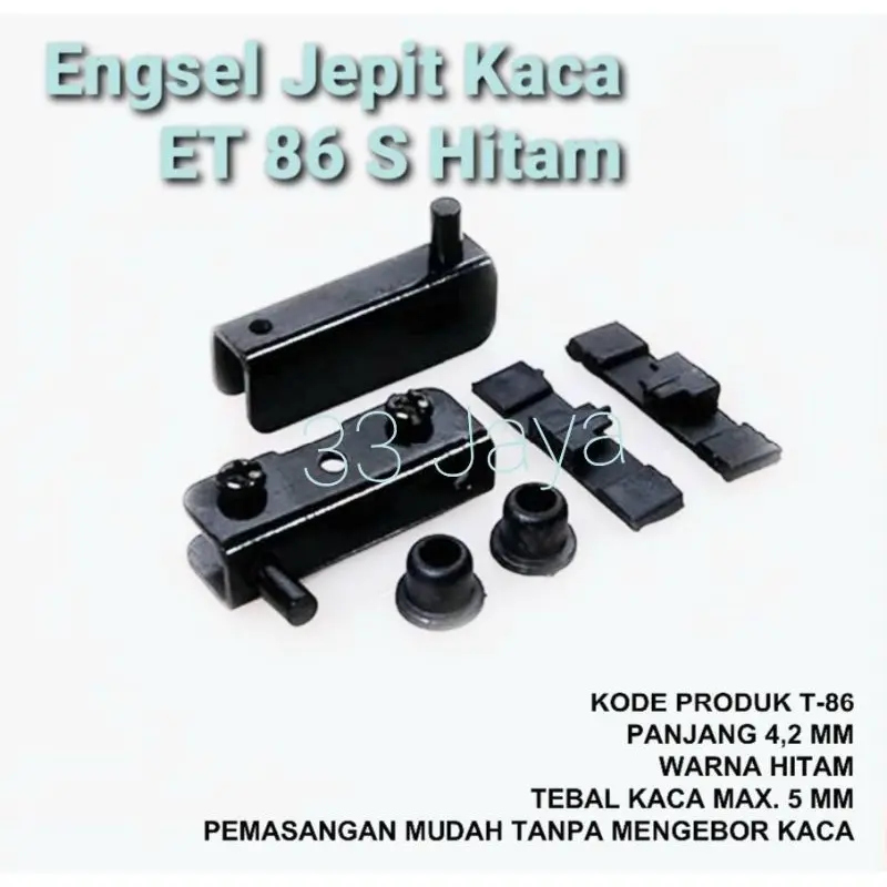 Engsel Jepit Kaca ET 86 S Hitam dan Crom , ET 86 LS Skrup Hitam dan Crom, ET 86 LS Bor Crom 1