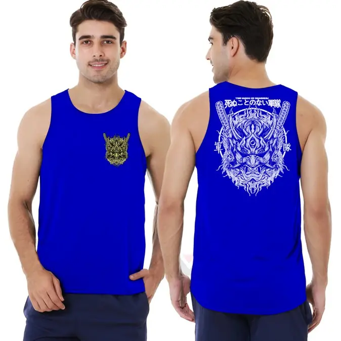 T-shirt Distro Baju SINGLET Distro Pria Keren / Kaos Distro Pria Singlet sablon Mask samurai / Baju Kaos Distro Murah 8