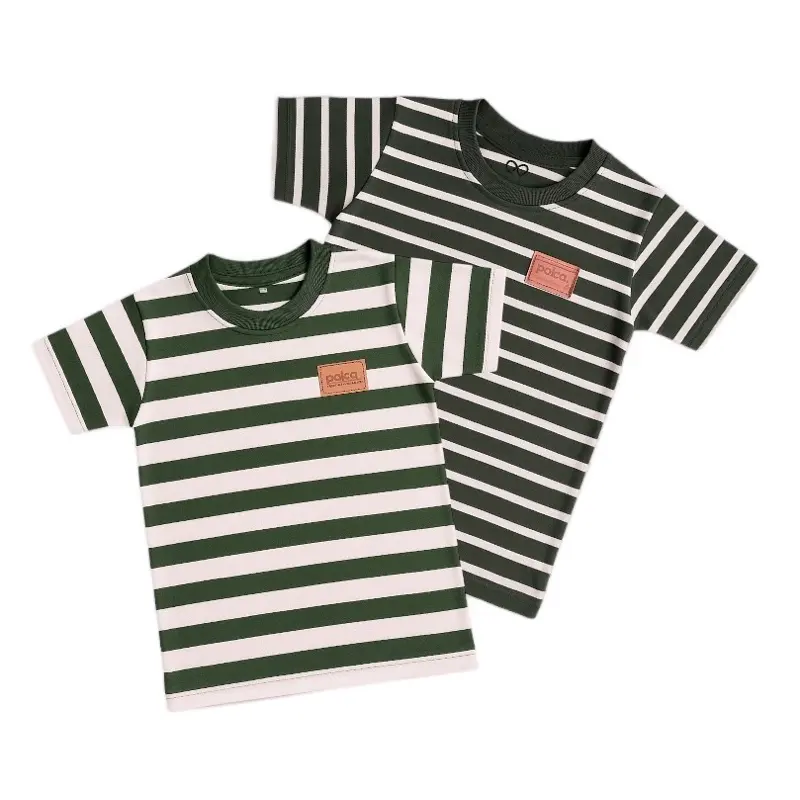 Kaos anak stripe green series polca Fashion 0
