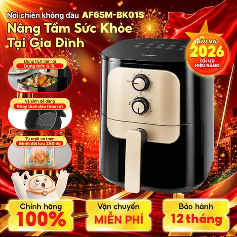 Nồi Chiên Không Dầu AF65M-BK01S 6.5L 1400W Chống Dính Điều Khiển Cơ Học Nấu Ăn Nhanh Gọn Thơm Ngon Dùng Cho Gà Vịt Nguyên Con Dưới 1600g