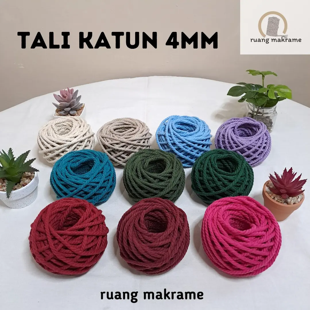 macrame tali katun 4mm panjang 15 meter TANPA SAMBUNGAN tali macrame cotton rope benang macrame tali katun twist