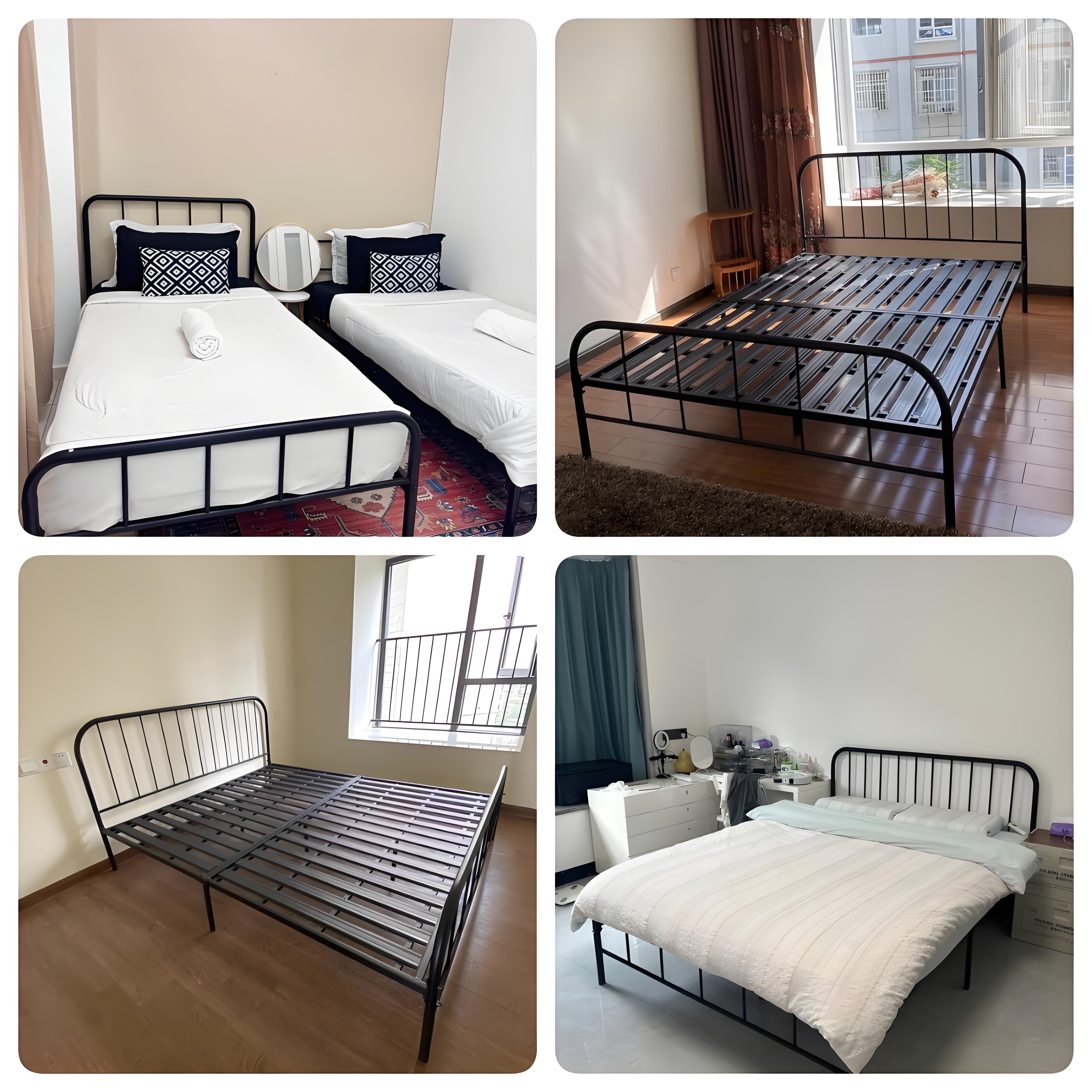 TETE_4 Ranjang Besi Tempat Tidur Dipan Tempat Tidur Ranjang Besi Dipan Besi Divan Besi Dipan Kasur Furniture Ranjang Besi Tempat Tidur Dipan Tempat Tidur Ranjang Besi Dipan Besi Divan Besi Dipan Kasur Furniture  Hitam/180×200×30CM [ Garansi lima tahun ]