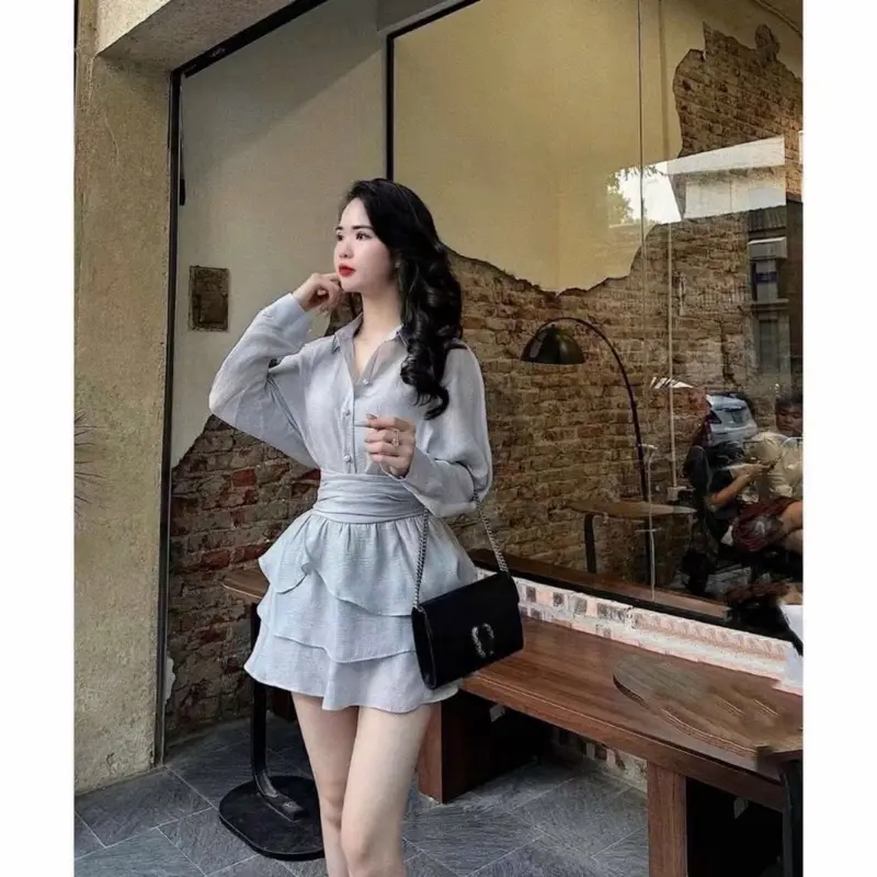 Set váy tơ tặng kèm áo dây trong