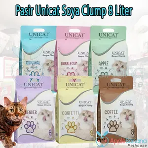 Pasir Tofu Soya 8 liter Unicat | Unicat soya tofu 8liter pasir kucing gumpal wangi