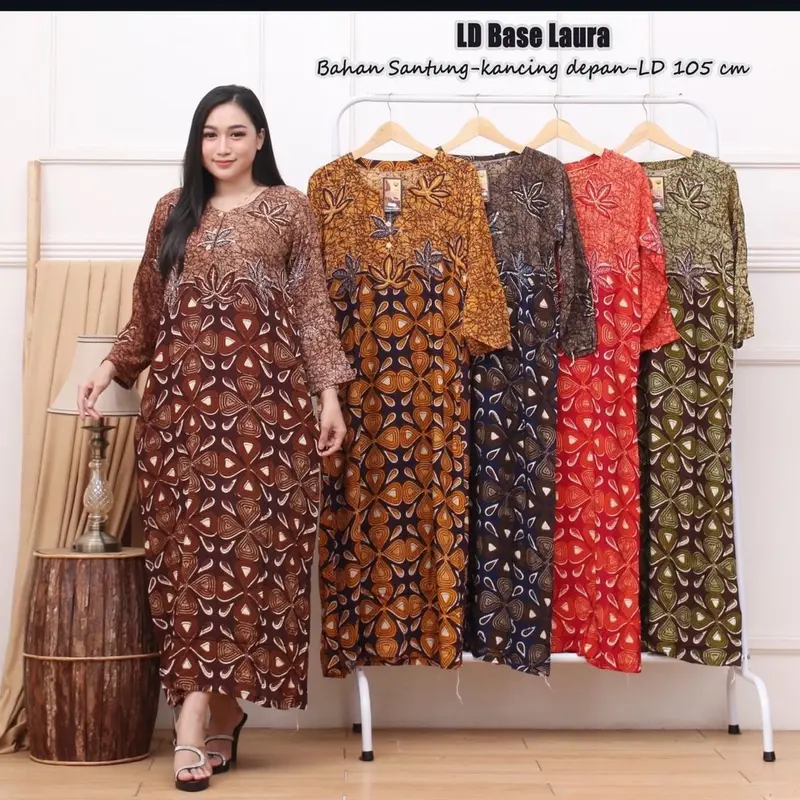 LONGDRESS BASE BATIK ETNIK 100RB/3 PCS BUSUI FRIENDLY RAYON 5