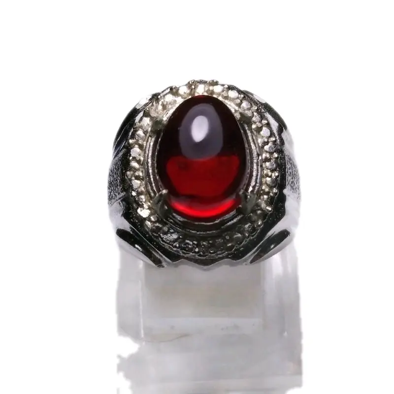 Cincin batu mustika lipan merah model telur asli cincin pria Ring