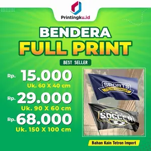 TERMURAH CETAK BENDERA CUSTOM FULL PRINT KAIN TC