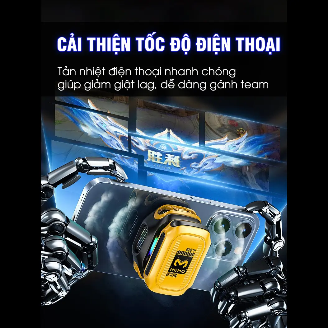 Sò lạnh tản nhiệt MEMO CX12 Pro sử dụng pin làm lạnh sâu 2 chế độ AI đèn led màn hình tăng fps chơi game liên quân | BigBuy360 - bigbuy360.vn Sò lạnh tản nhiệt MEMO CX12 Pro sử dụng pin làm lạnh sâu 2 chế độ AI đèn led màn hình tăng fps chơi game liên quân | BigBuy360 - bigbuy360.vn