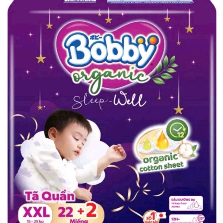 Bobby bỉm tã quần ban đêm Size XXl 22+2 Tã quần Mềm Mỏng Mặt Lưới 4D chữ nam jolie Cao Cấp Tã bỉm siêu