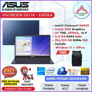 ASUS Vivobook GO 14 E410KA Intel N4500 RAM 8GB SSD 512GB W11+OHS 14" FHD Backlit