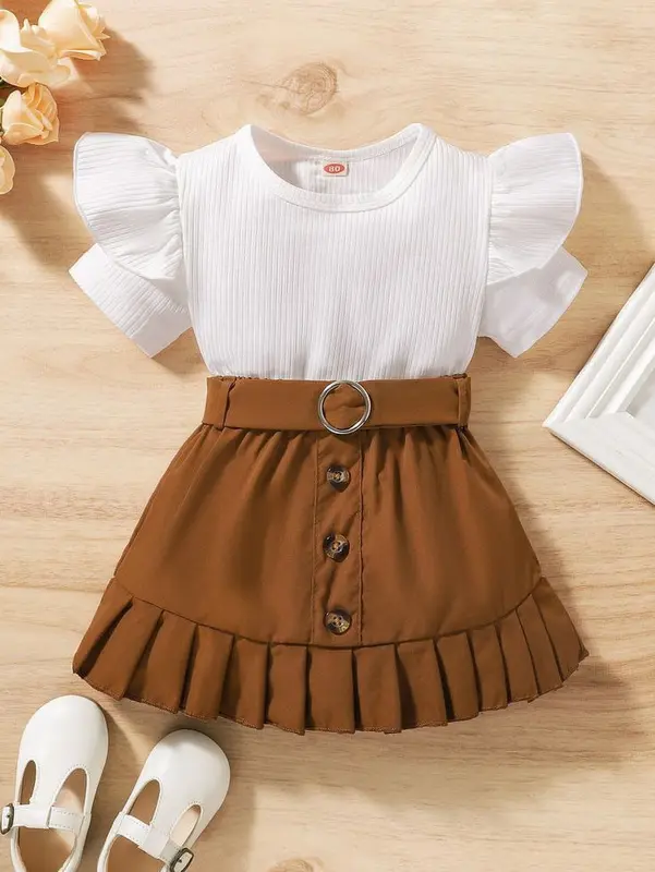 setelan anak perempuan korean style - dress anak usia 1-5 tahun kaos rib putih 0