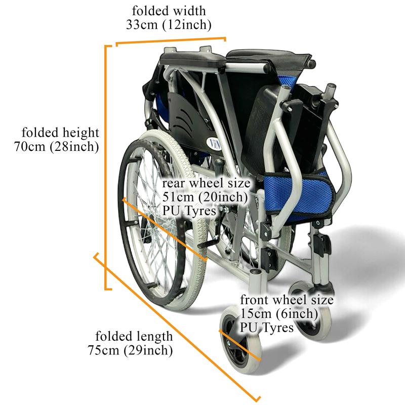 Product Introduction of ViN-32AAT Lightweight Self Propelled Wheelchair Hold 100 kg | Retractable Footrest | Anti Tipper | Foldable Self Propelled Wheelchair for Elderly Portable and Compact for for Car Boots 0