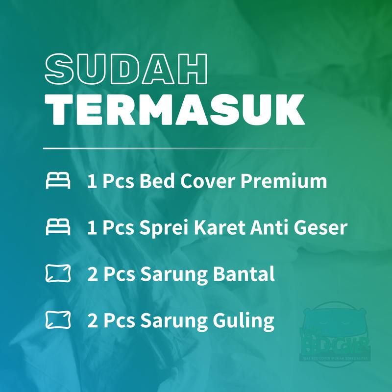 KANG BEDCOVER - Satu Set Bedcover & Sprei Aesthetic Katun Microtex Disperse Premium - KING SIZE - TERMASUK SARUNG BANTAL GULING - Martin 3