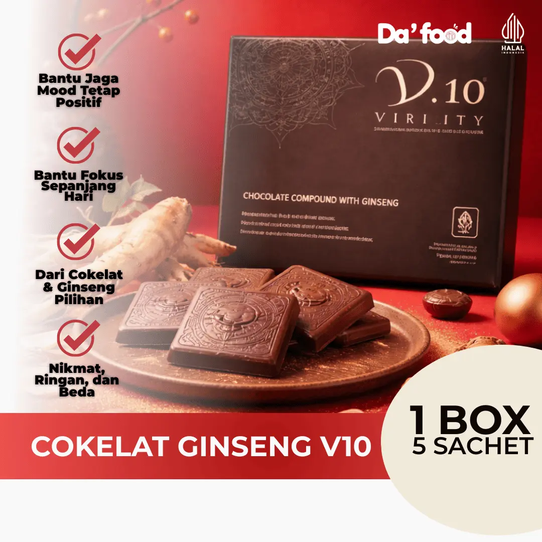 V10 Chocolate Premium Halal – 1 Box Isi 5 Sachet DAFOOD