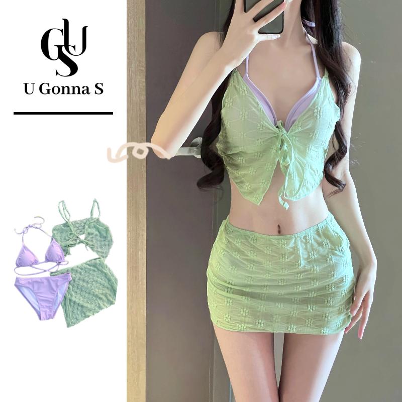 Bộ đồ bơi hai mảnh trang phục đi biển Áo Tắm Phụ Nữ Sexy nâng Đệm 4 Mảnh 2024 phong cách mới Với Bìa up v-Cổ cạp cao không tay Dễ Thương Thời Trang Căng Ra Hàn Quốc Voi Women