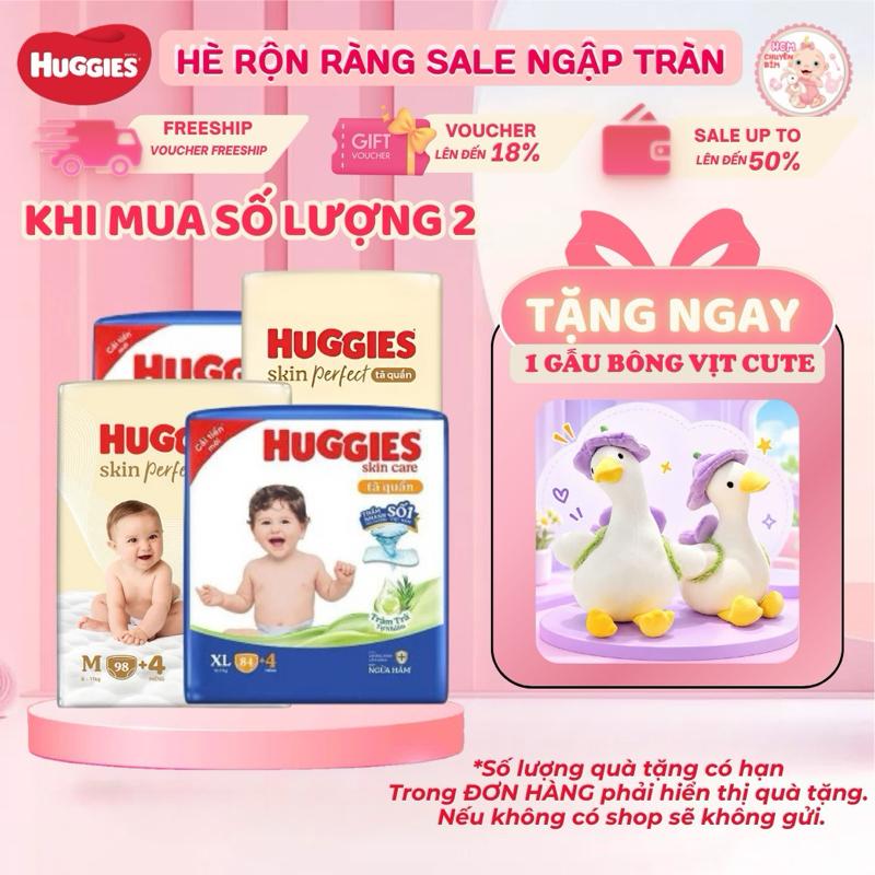 [HCM] Tã quần Huggies Skincare Mega Jumbo M106/ L104/ XL88/ XXL80 miếng Cho Bé