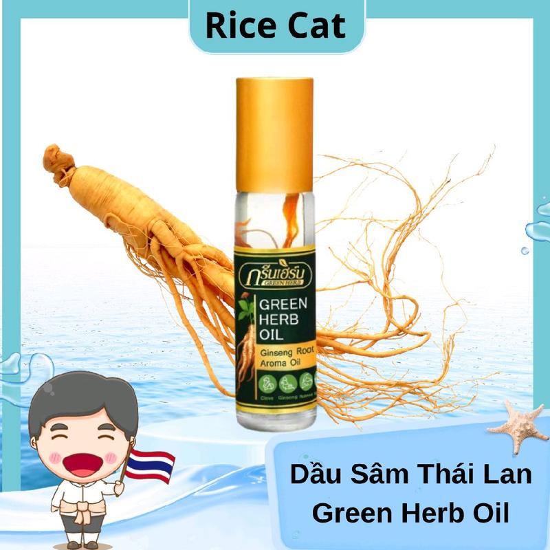 (Hàng Chuẩn Loại 1) Dầu gió thảo dược nhân sâm Green Herb Oil Thái Lan chai lăn 8ml