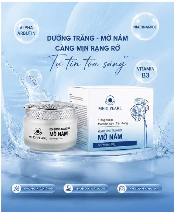 Kem dưỡng trắng Da Mờ Nam Alpha Arbutin Niacinamide Vitamin B3 20g