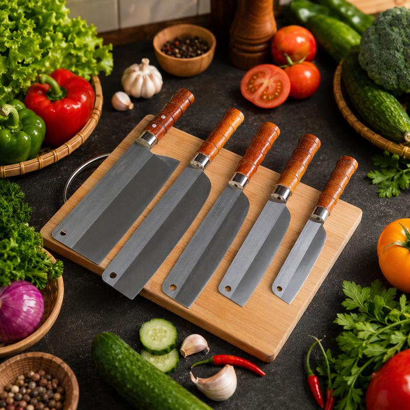 [Mua 3 Tặng 2] Bộ 5 Dao Nhà Bếp Cán Trúc , Dao Thép Nhật Sắc Bén Không Gỉ, Bảo Hành 12 Tháng
