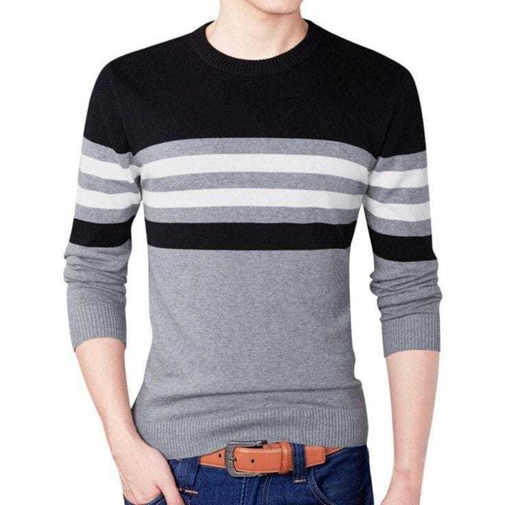Kaos Pria Jaket Pria Sweater Rajut Pria Oblong Lengan Panjang Sweater Motif Crossline Bahan 12Get Get Halus & Tebal 5
