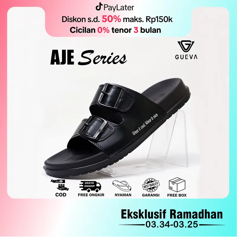 GUEVA Sandal Pria Kasual Gaya Modern Kekinian Terbaru Ringan Lentur Gueva - AJE 01 Jepit Sendal Selop 1