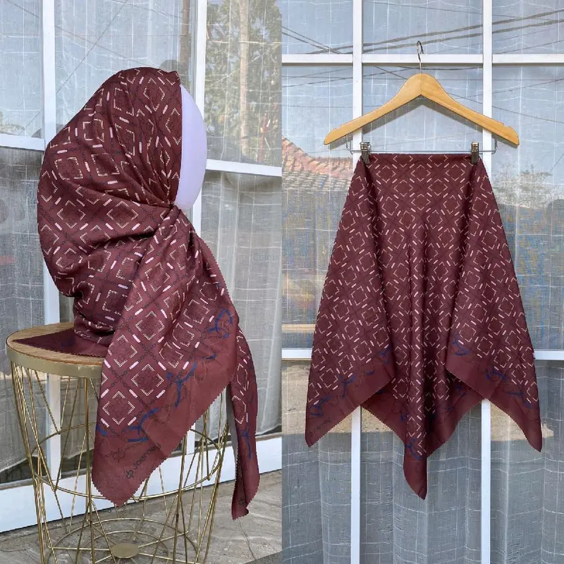 SEGI EMPAT VOAL MOTIF SERIES JP JORNEY | SEGI EMPAT MOTIF VOAL LASERCUT Jilbab Square Muslim Kerudung Printing Mewah 8