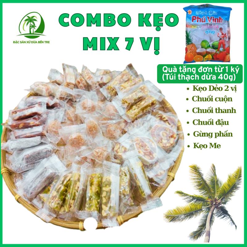 Kẹo chuối mix 7 vị chuối cuộn thanh đậu gừng gừng phấn kẹo dẻo 2 vị kẹo me - Đặc Sản Bến Tre