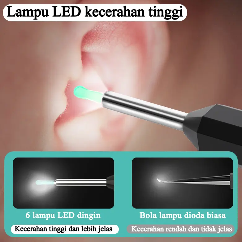 AE HD Korek Kuping Kamera Pembersih Telinga Kamera Korek Pembersih Kuping Bayi WIFI Hubungkan APP Video/Fotografi cotton  bud  telinga 3