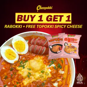 [BUY 1 GET 1] Rabokki spicy cheese + FREE topokki rose HALAL - makanan korea pedas gurih keju mie tteok ori daun jeruk Food Noodles Goreng Ramen Instan