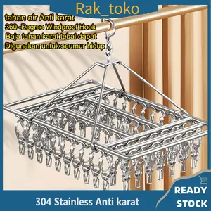 Rak Jemur Kaos Kaki Stainless Steel 304 Gantungan jemuran Pakaian / Hanger / Jepitan Jemuran