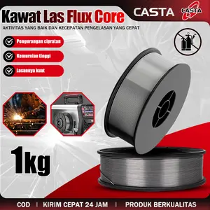 CASTA Kawat Las Flux Core Self Shielded 0.8mm & 1.0mm 1KG/Roll Tanpa Gas Tahan Angin 10m/s Hasil Las Rapi Stabil Cocok Baja Ringan Mesin Pertanian Pengelasan Vertikal Overhead Butt Fillet Lap Praktis Kuat Awet Serbaguna
