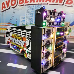 Miniatur Truk Sound Horeg dengan Speaker 2 Inch dan Bluetooth - Lampunya, Truck, Toy