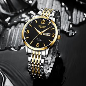 GUANQIN Men's Watches Stainless Steel Watches Men Waterproof Analog Quartz Watches Men's Watches with Date Luminous Fashion Casual Watches