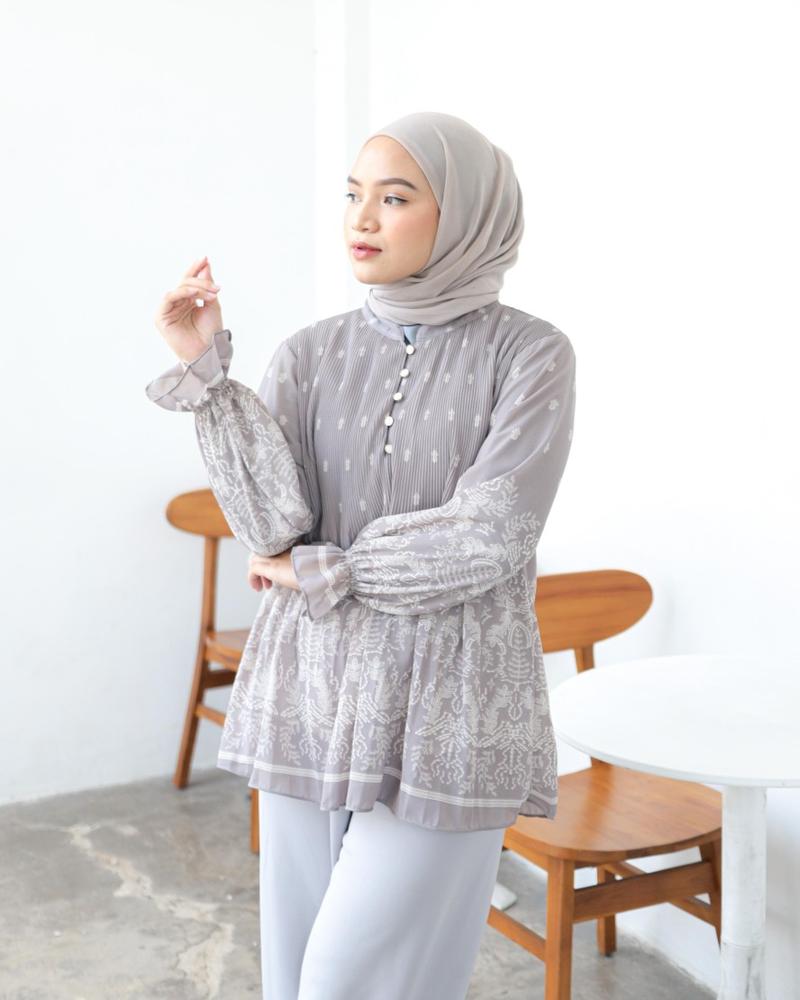 Product Introduction of Meijiwang Top atasan Kemeja blouse wanita plisket motif ceruty korean style by meijiwang / Atasan Ceruty Motif Wanita Terbaru / Blouse Ceruty Plisket Panjang Dewasa etnik Busui 3