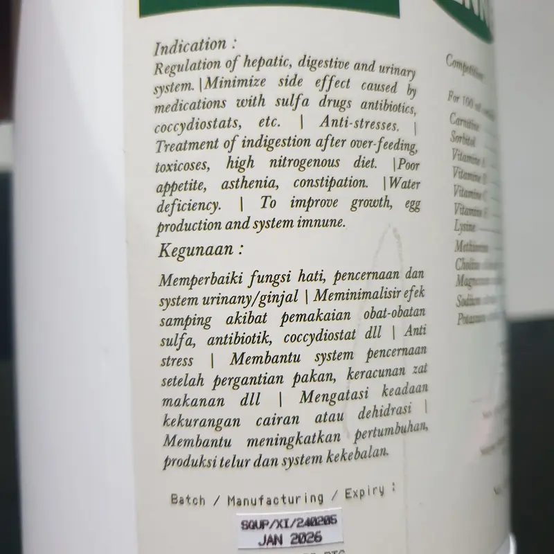 [VITAMIN UNGGAS, SAPI, BABI, ANJING, DAN KUCING] BENNEFIT PLUS 1 LITER 2