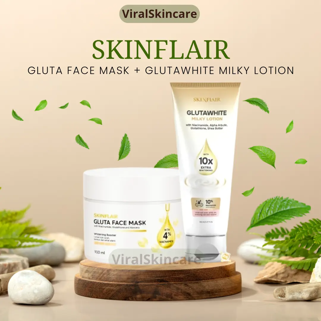 BUNDLING Skinflair Gluta Face Mask 100ml + Glutawhite Milk Lotion Body Lotion Whitening 150ml