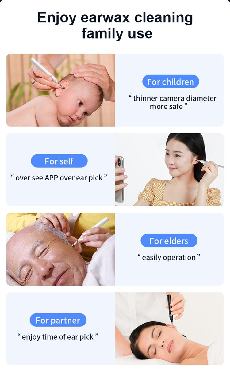 Product Introduction of Smart Visual Ear Pick Safe Silicone Spoon  Dual Lens WiFi Borescope Inspection Camera 5MP Waterproof Snake Pipe Camera Wireless Industry Endoscope For Car Android IOS  Health Care Tool Gentle Wax 18