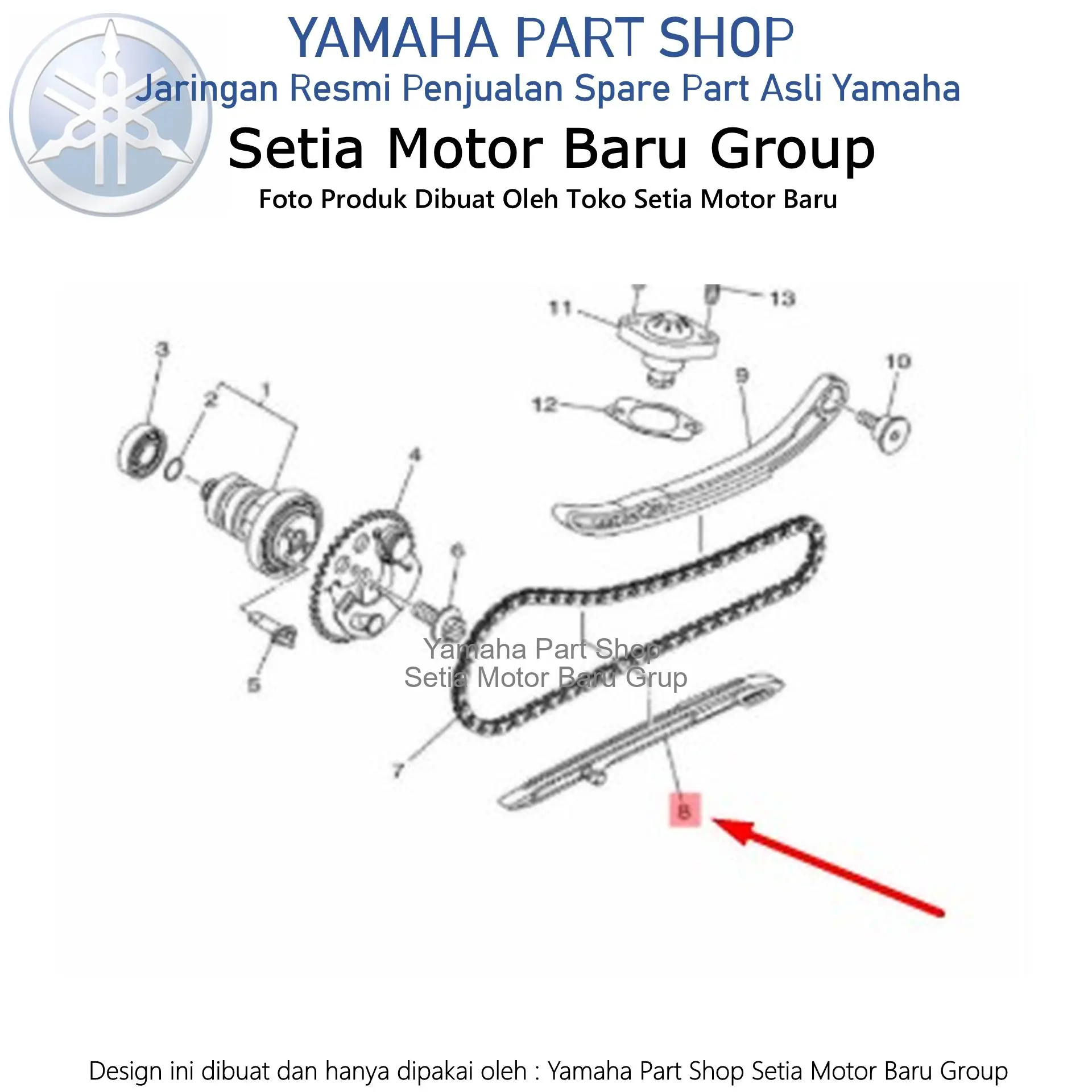 Karet Bantalan Tensioner Rantai Kamrat Bawah Vixion R R155 XSR Asli Yamaha