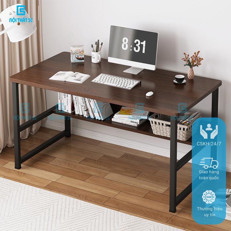  Bàn làm việc T-table kèm kệ lửng để sách để laptop sách vở học tập lắp ghép 